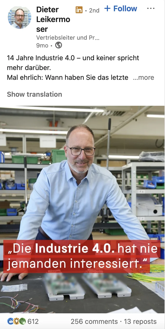 LinkedIn-Beitrag von Dieter Leikermoser