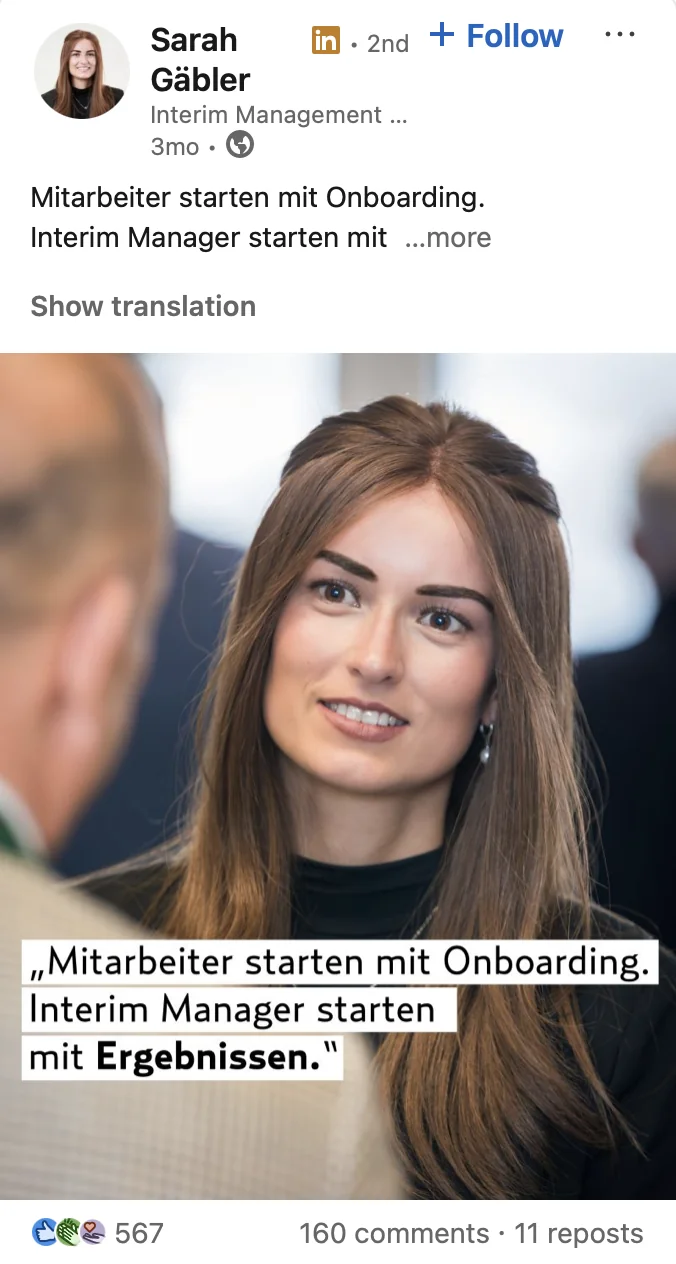LinkedIn-Beitrag von Sarah Gäbler